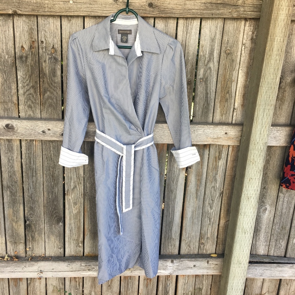 Banana Republic Seersucker Wrap Shirt Dress